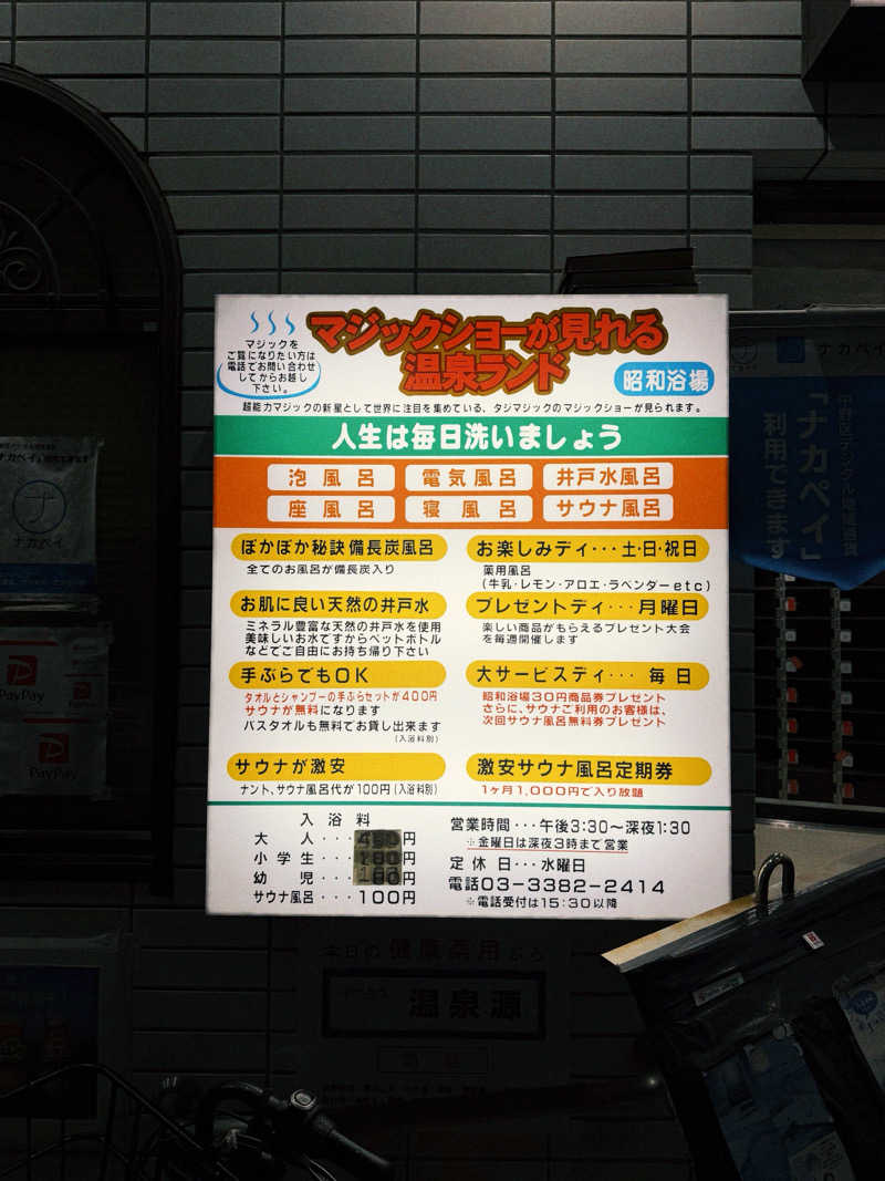 かぼちゃ🎃さんのマジック温泉 昭和浴場のサ活写真