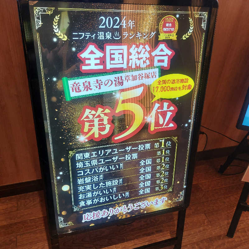 えいちゃんさんの竜泉寺の湯 草加谷塚店のサ活写真