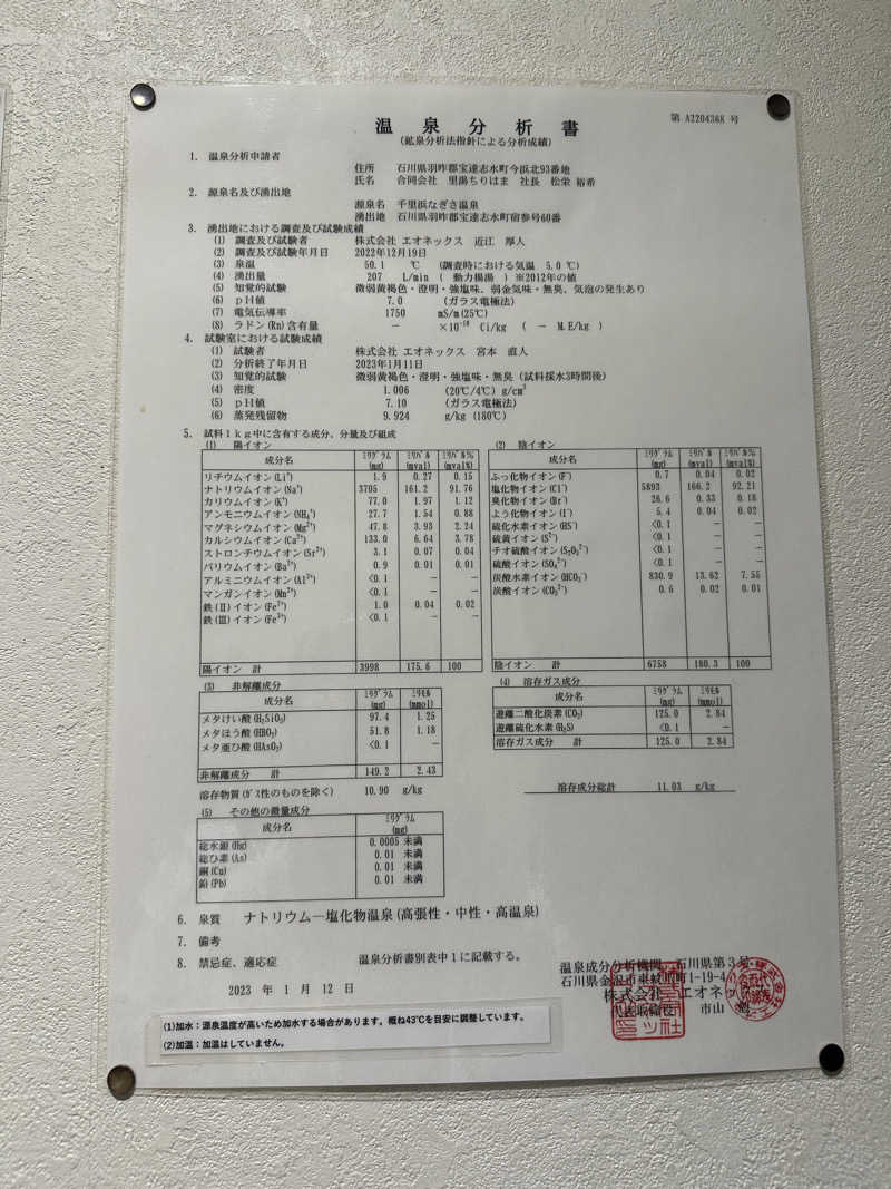 森のくまさんさんの里湯ちりはまのサ活写真