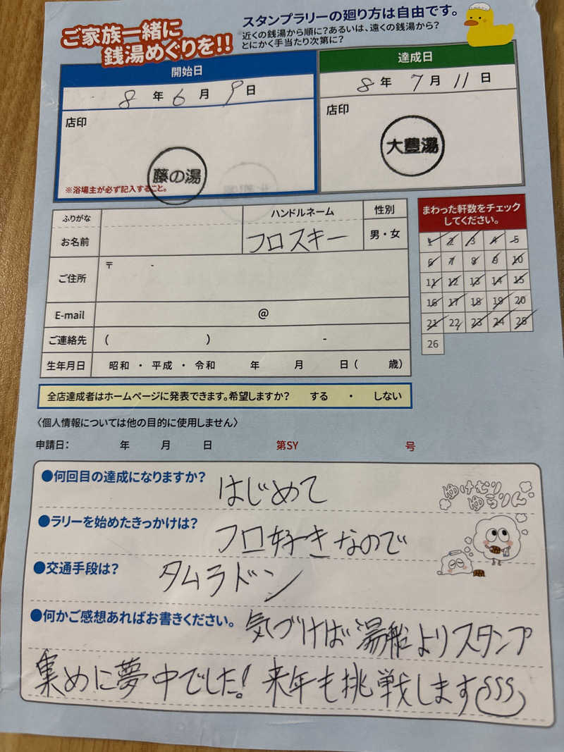 フロスキーさんの大豊湯のサ活写真