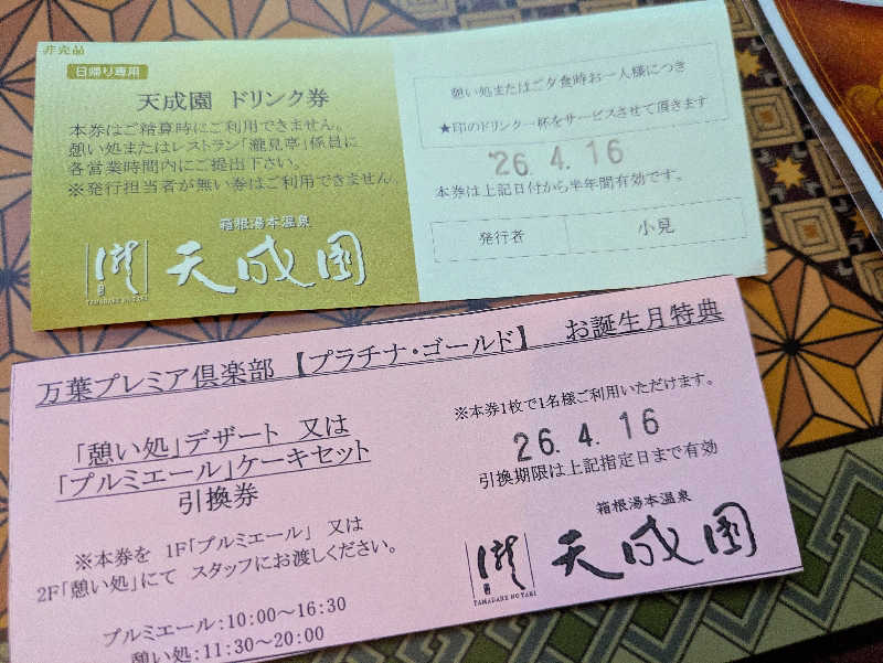 たなふみさんの箱根湯本温泉 天成園のサ活写真