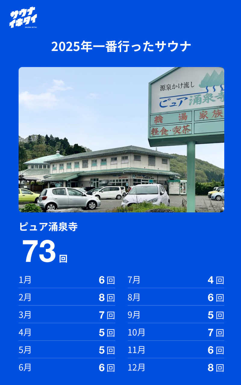 ヨシさんのピュア涌泉寺のサ活写真