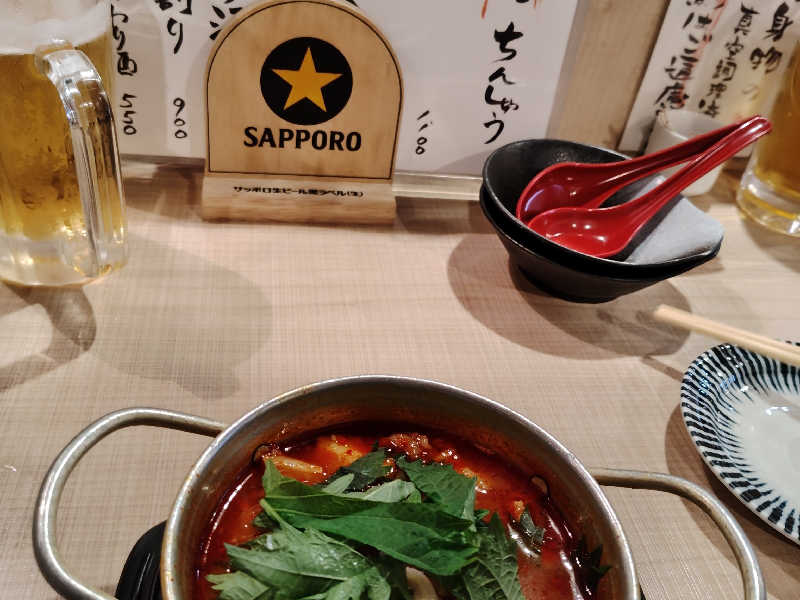 ビールともつ煮込み