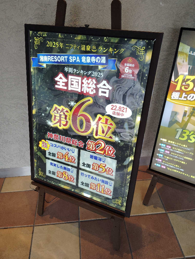 水風呂16度さんの湘南RESORT SPA 竜泉寺の湯 湘南茅ヶ崎店のサ活写真