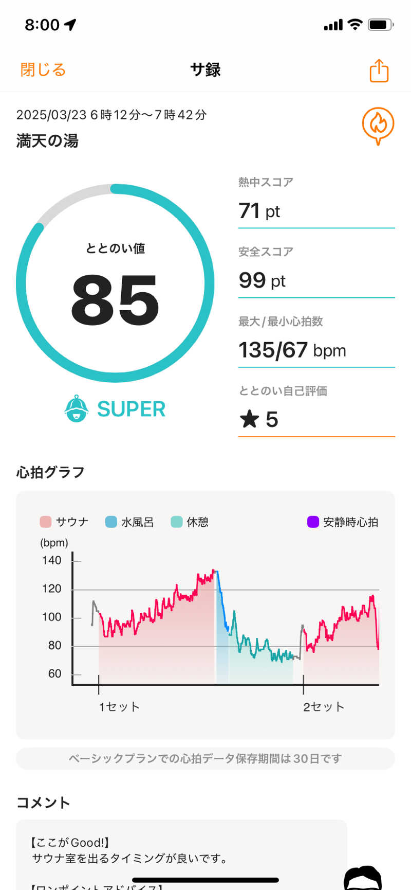ガルチャンさんの天然温泉 満天の湯のサ活写真