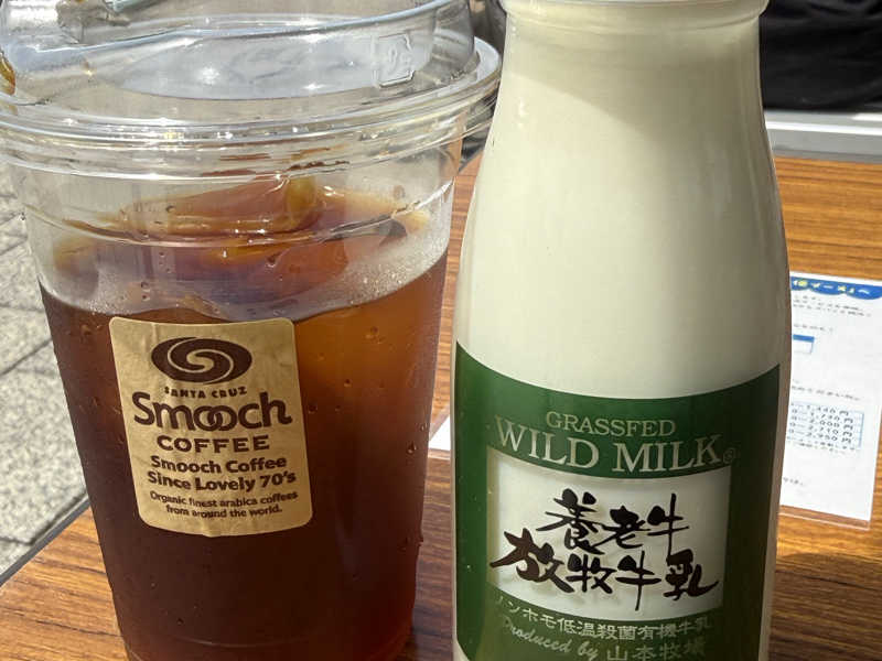 水出しコーヒーと養老牛牛乳