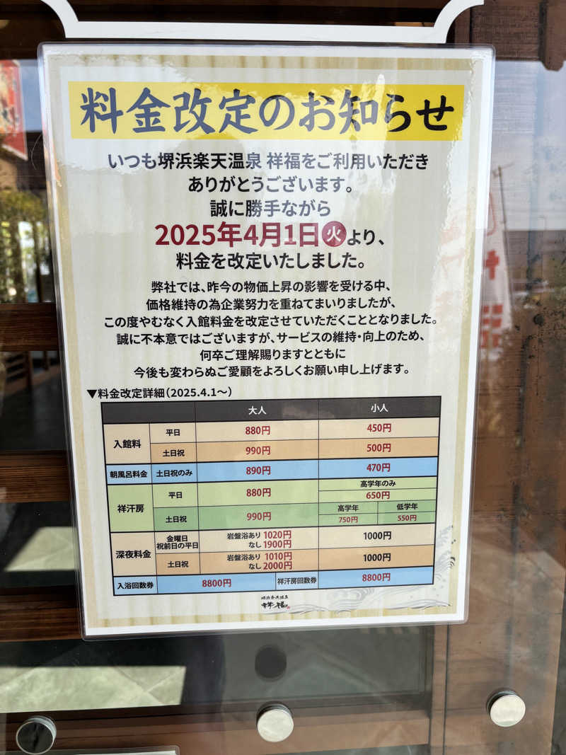 サウナーちちちさんの堺浜楽天温泉祥福のサ活写真