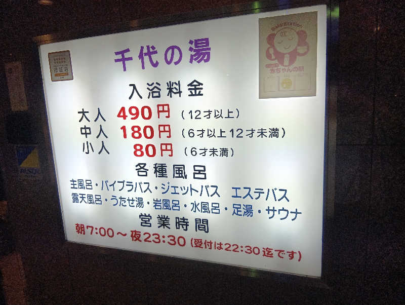 ぱれおさんの千代の湯のサ活写真