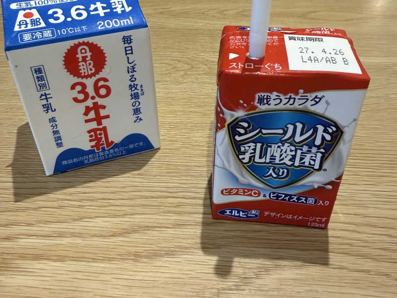 乳酸菌飲料と牛乳