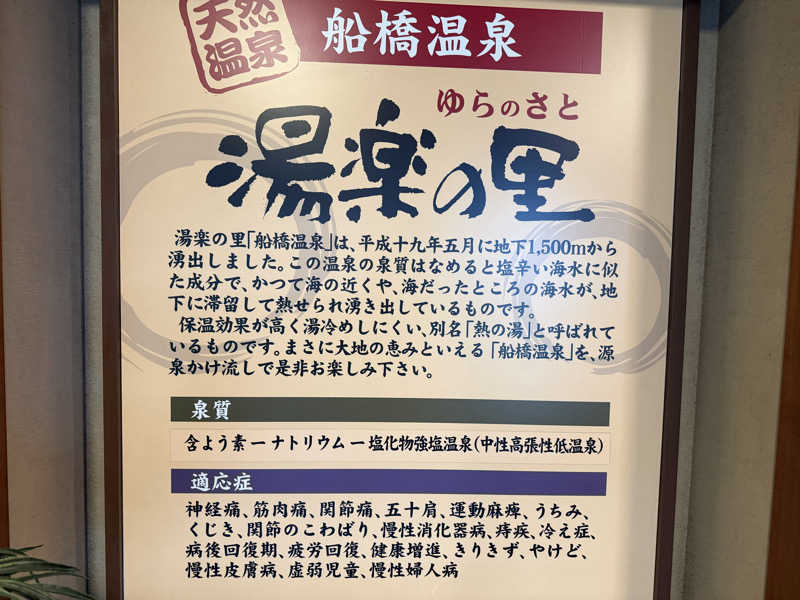 チャーミーさんの船橋温泉 湯楽の里のサ活写真
