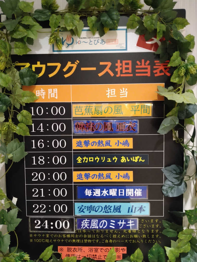 八方の風優羽（略:八風）さんのゆ〜とぴあ仙台南のサ活写真