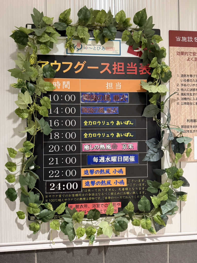 八方の風優羽（略:八風）さんのゆ〜とぴあ仙台南のサ活写真