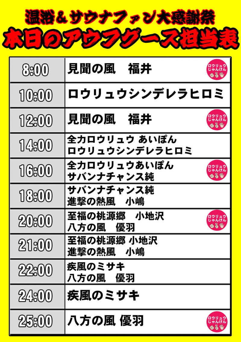 八方の風優羽（略:八風）さんのゆ〜とぴあ仙台南のサ活写真