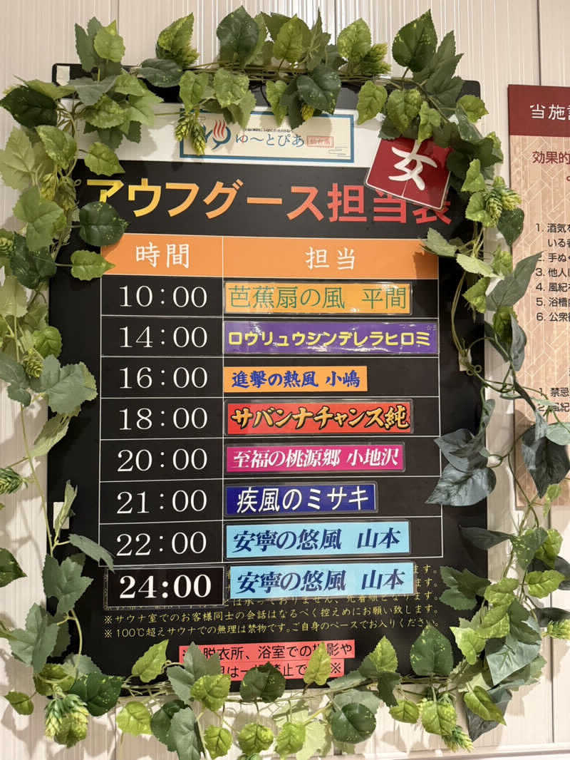 八方の風優羽（略:八風）さんのゆ〜とぴあ仙台南のサ活写真