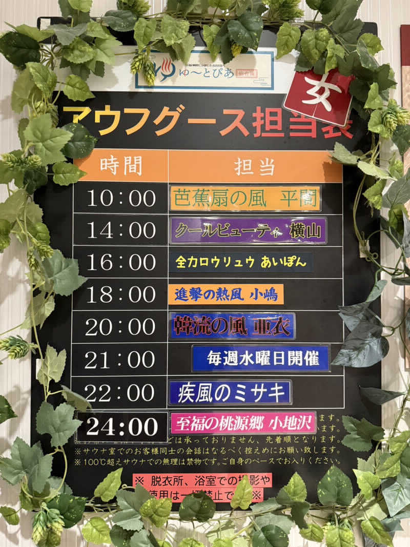 八方の風優羽（略:八風）さんのゆ〜とぴあ仙台南のサ活写真