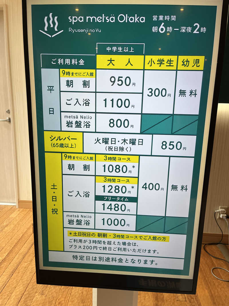 ヴェオさんのスパメッツァ おおたか 竜泉寺の湯のサ活写真