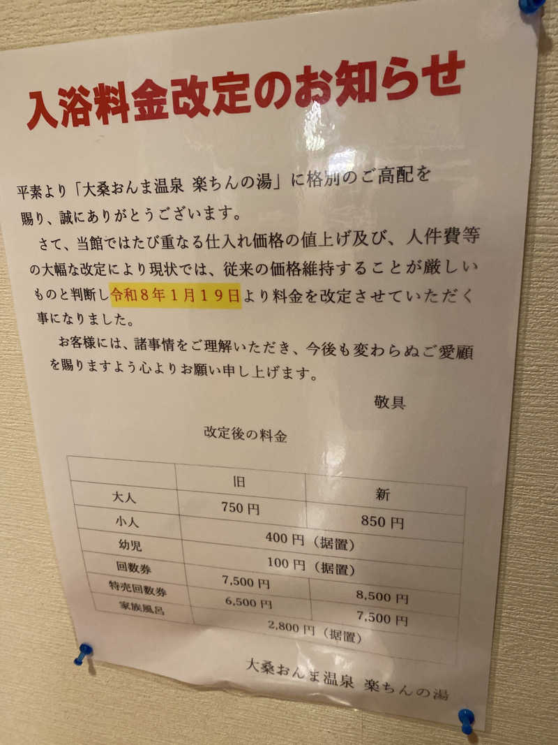 こーじさんの大桑おんま温泉 楽ちんの湯のサ活写真