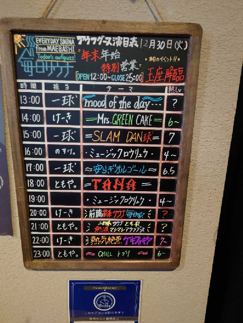 盛川貴広さんの毎日サウナ 前橋本店のサ活写真