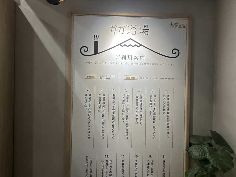 Bajiroちゃん〜令和のスナフキン〜さんのCOCOFURO かが浴場のサ活写真