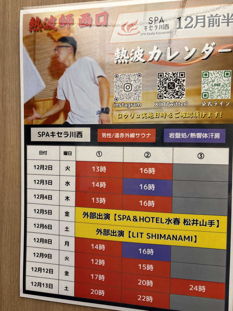 YossyさんのSPAキセラ川西のサ活写真