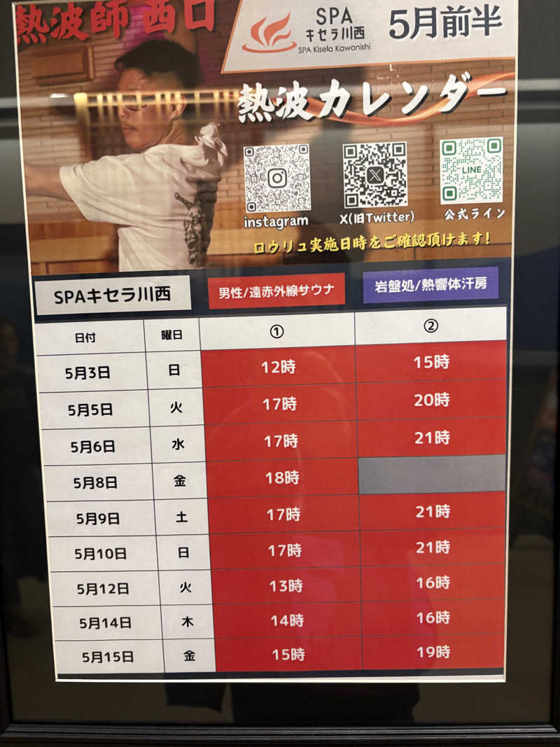 YossyさんのSPAキセラ川西のサ活写真