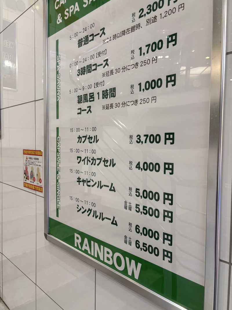 こーじさんのサウナ&カプセルホテル レインボー新小岩店のサ活写真