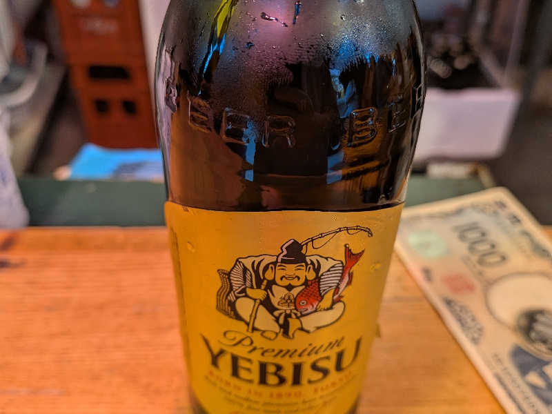 らっぱ飲みビール