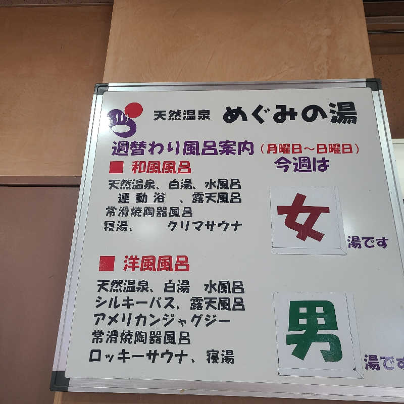 alcoholicさうなーさんの天然温泉 めぐみの湯のサ活写真