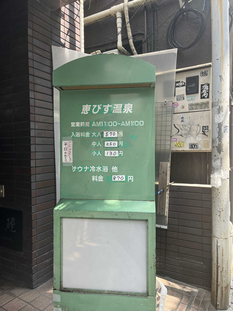 タトゥーでも入れるサウナ探してますさんの恵びす温泉のサ活写真