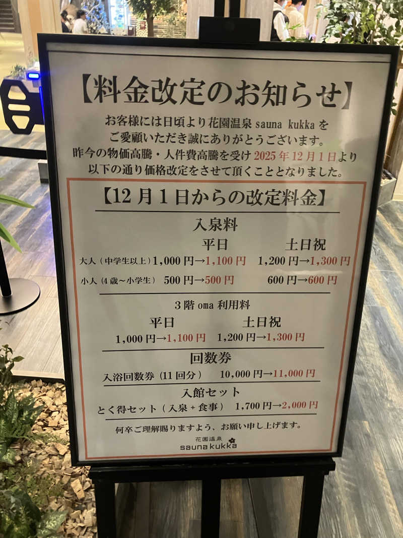 赤目さんの花園温泉 sauna kukkaのサ活写真