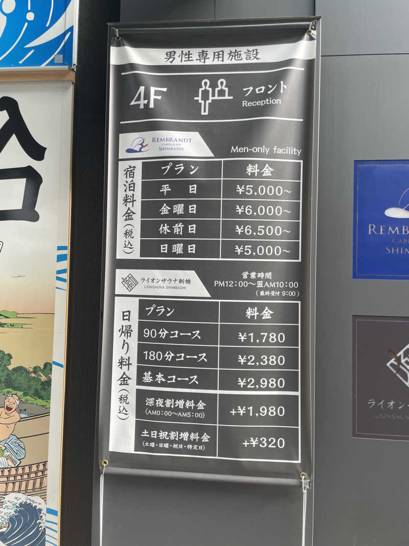 サウナイキタイ男さんのライオンサウナ新橋 (レンブラントキャビン&スパ新橋内)のサ活写真