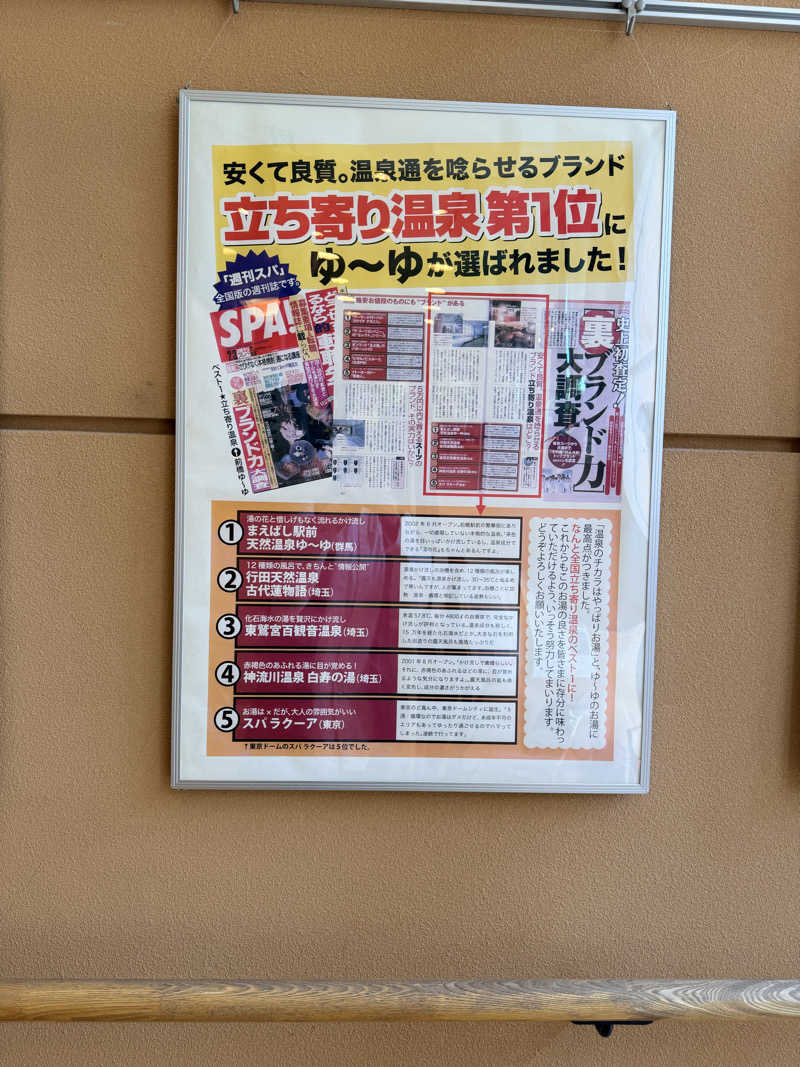 TRIAさんのまえばし駅前天然温泉ゆ〜ゆのサ活写真