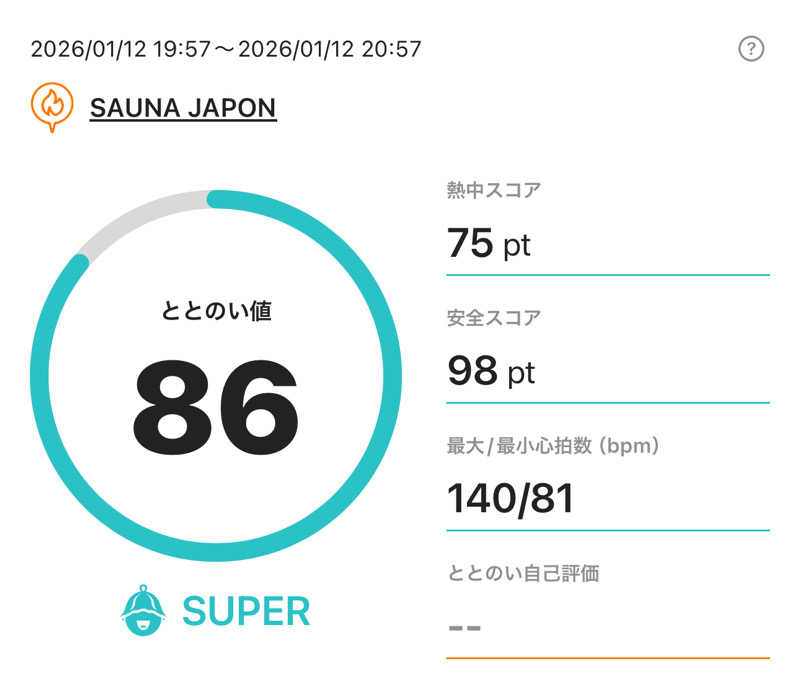 k0ndoさんのサウナジャポン SAUNA JAPONのサ活写真