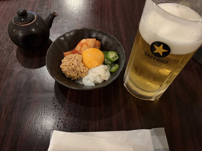 生ビール＋イカキムチ納豆