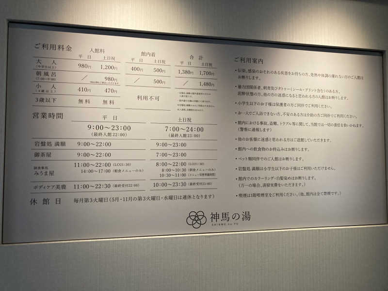 ひろさんの神馬の湯のサ活写真
