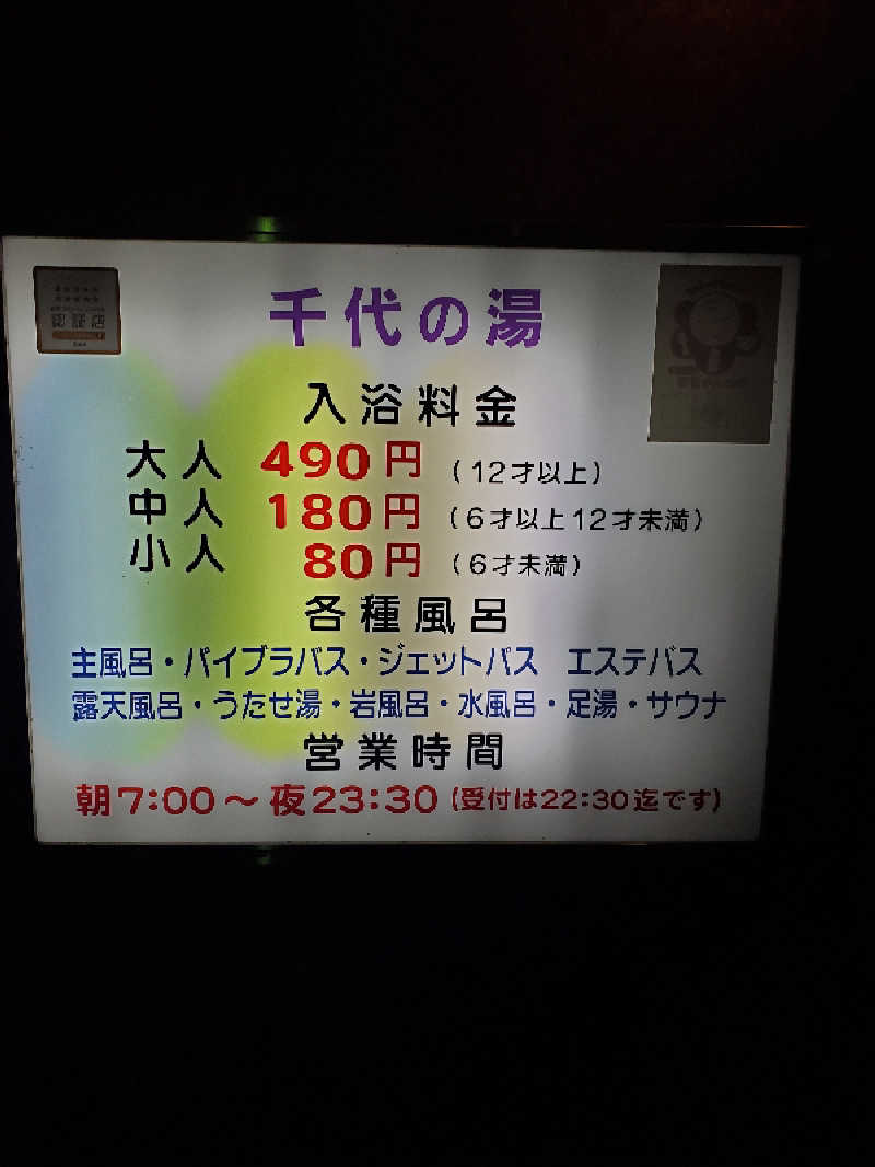 ちぷおさんの千代の湯のサ活写真