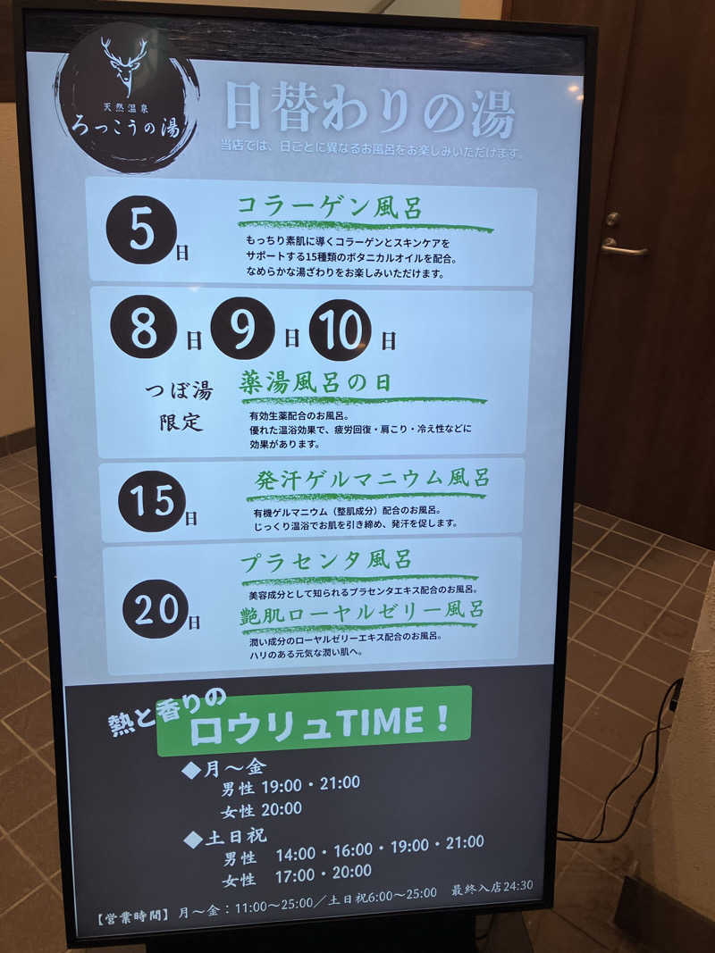 にらきちさんの天然温泉ろっこうの湯のサ活写真