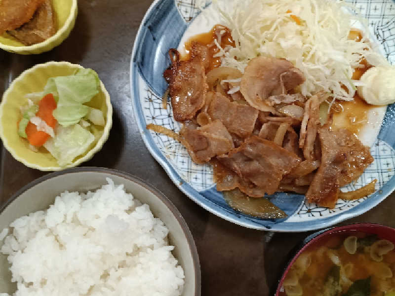 生姜焼き定食 : カプセル&サウナ 川崎ビッグ（川崎市）のサウナ飯