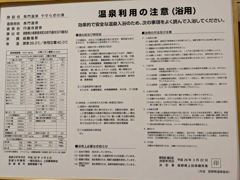 ユ　ミさんの長門温泉やすらぎの湯のサ活写真