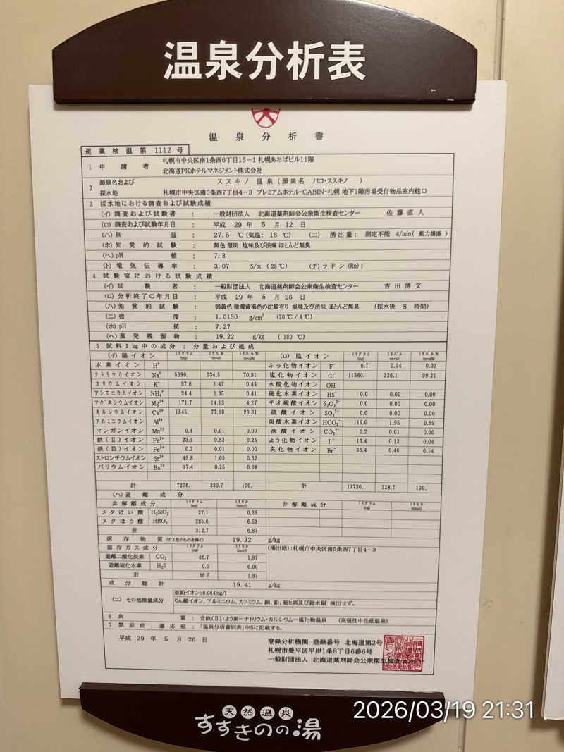 さとりさんのプレミアホテル-CABIN-札幌のサ活写真