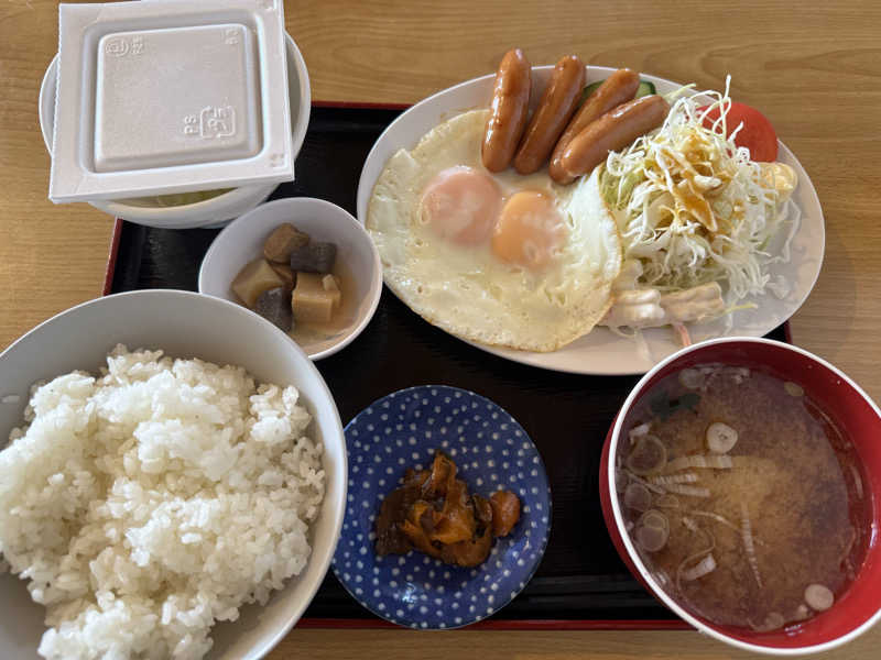 ソーセージエッグ定食 : サウナセンター鶯谷本店（台東区）のサウナ飯