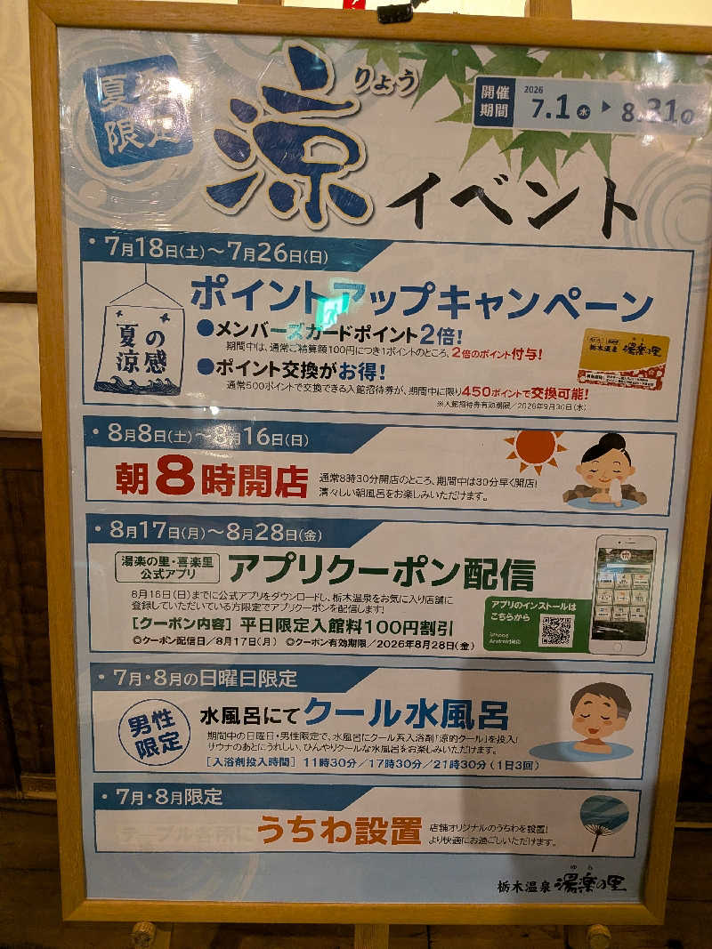ライズさんの栃木温泉 湯楽の里のサ活写真