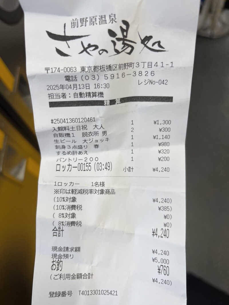 JACK JACKさんの前野原温泉 さやの湯処のサ活写真