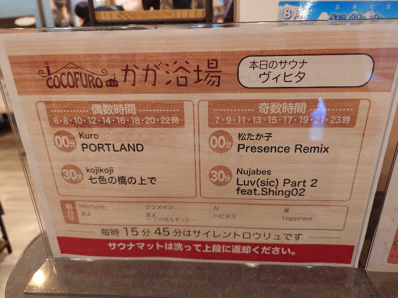コトダマー 山椒さんのCOCOFURO かが浴場のサ活写真