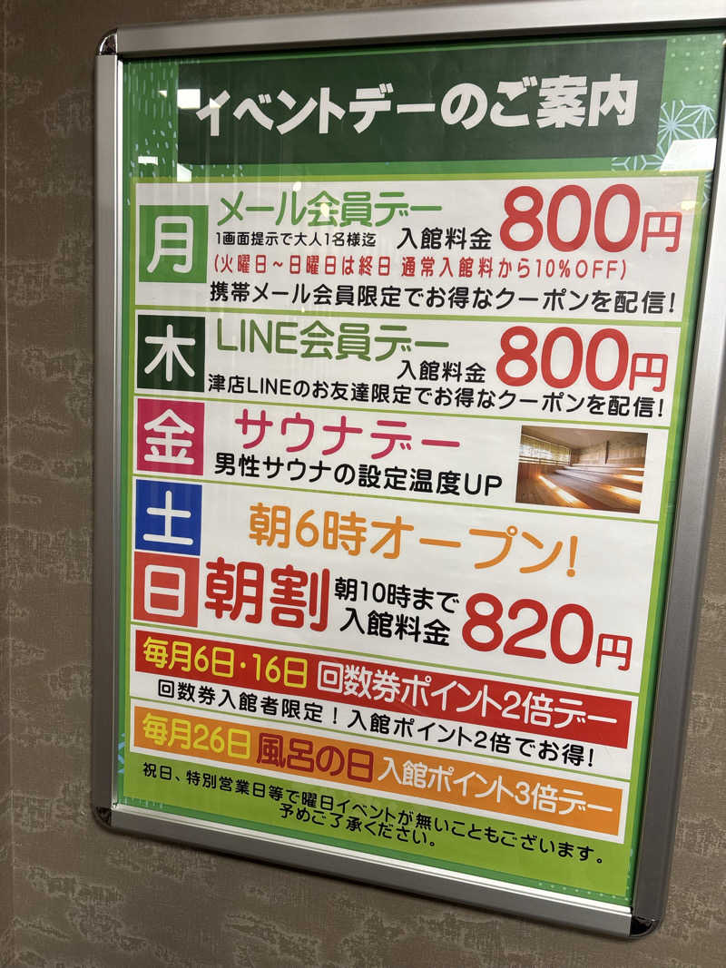 saunaman.fさんの極楽湯 津店のサ活写真