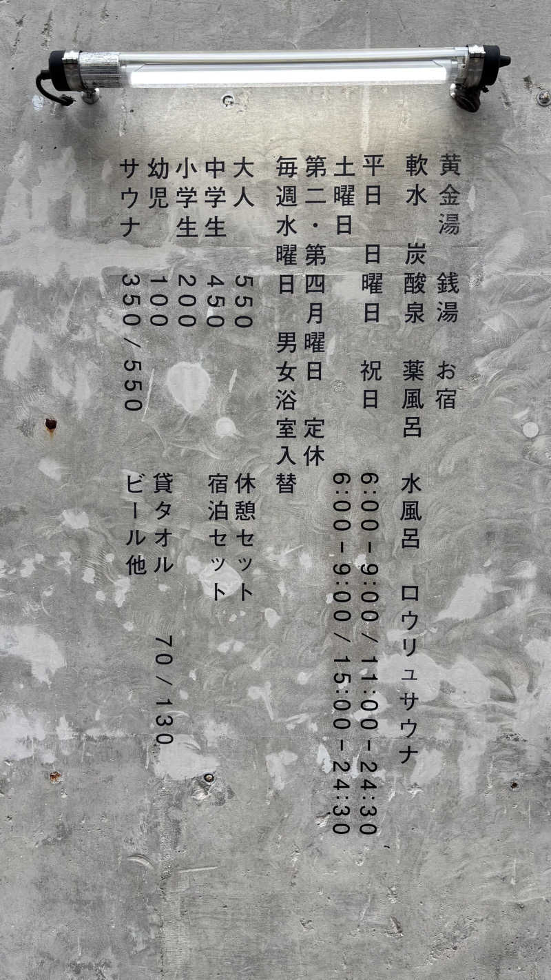 飲み師aka横断中さんの黄金湯のサ活写真