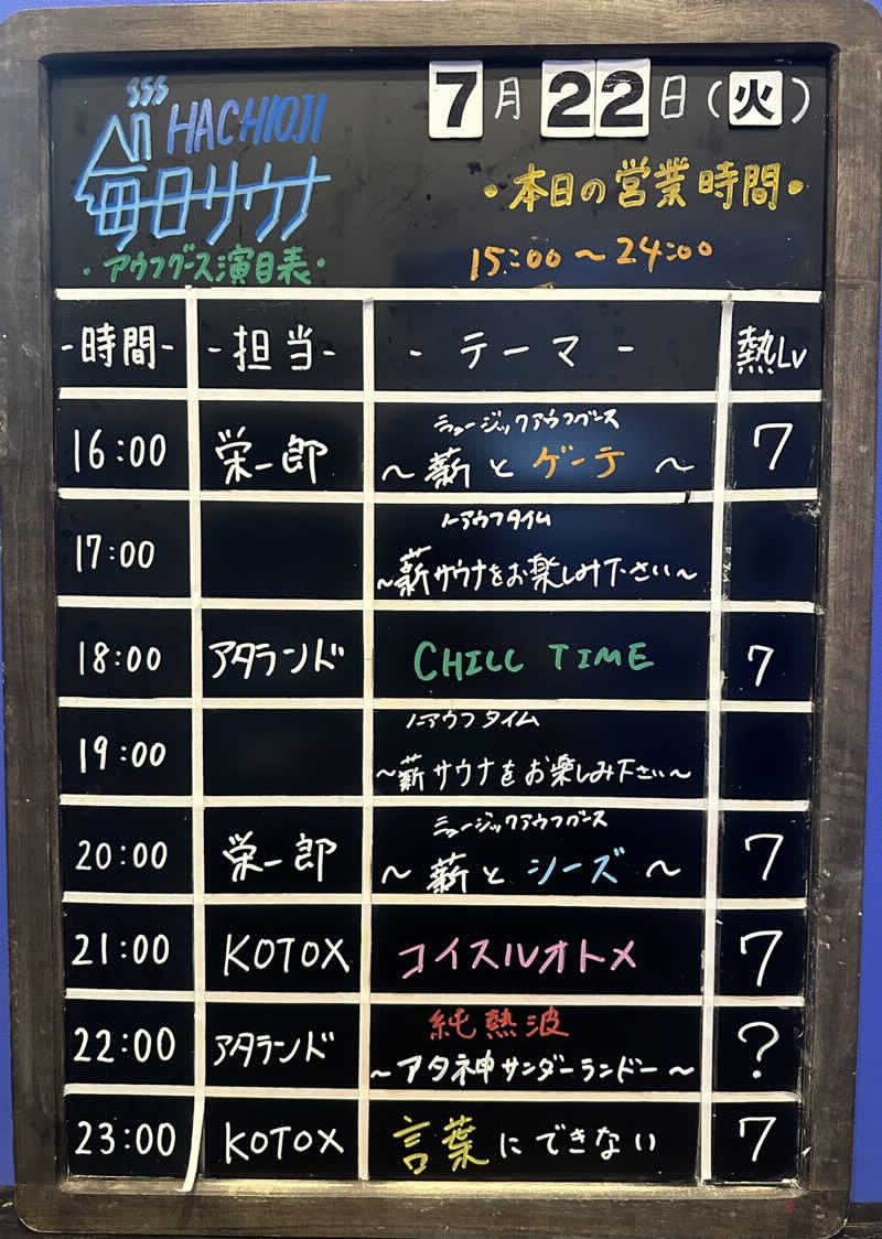 ヴィヒタロスさんの毎日サウナ 八王子店のサ活写真