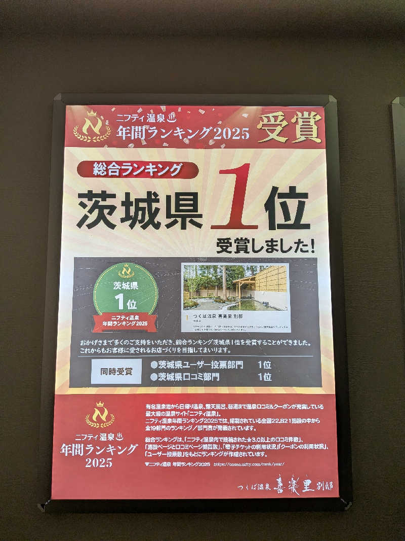 みとすぃさんのつくば温泉 喜楽里 別邸のサ活写真